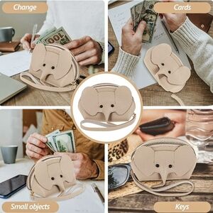 5/$50 Elephant Lucky Trunk Wristlet W/Keyring Pinky-Grey Small